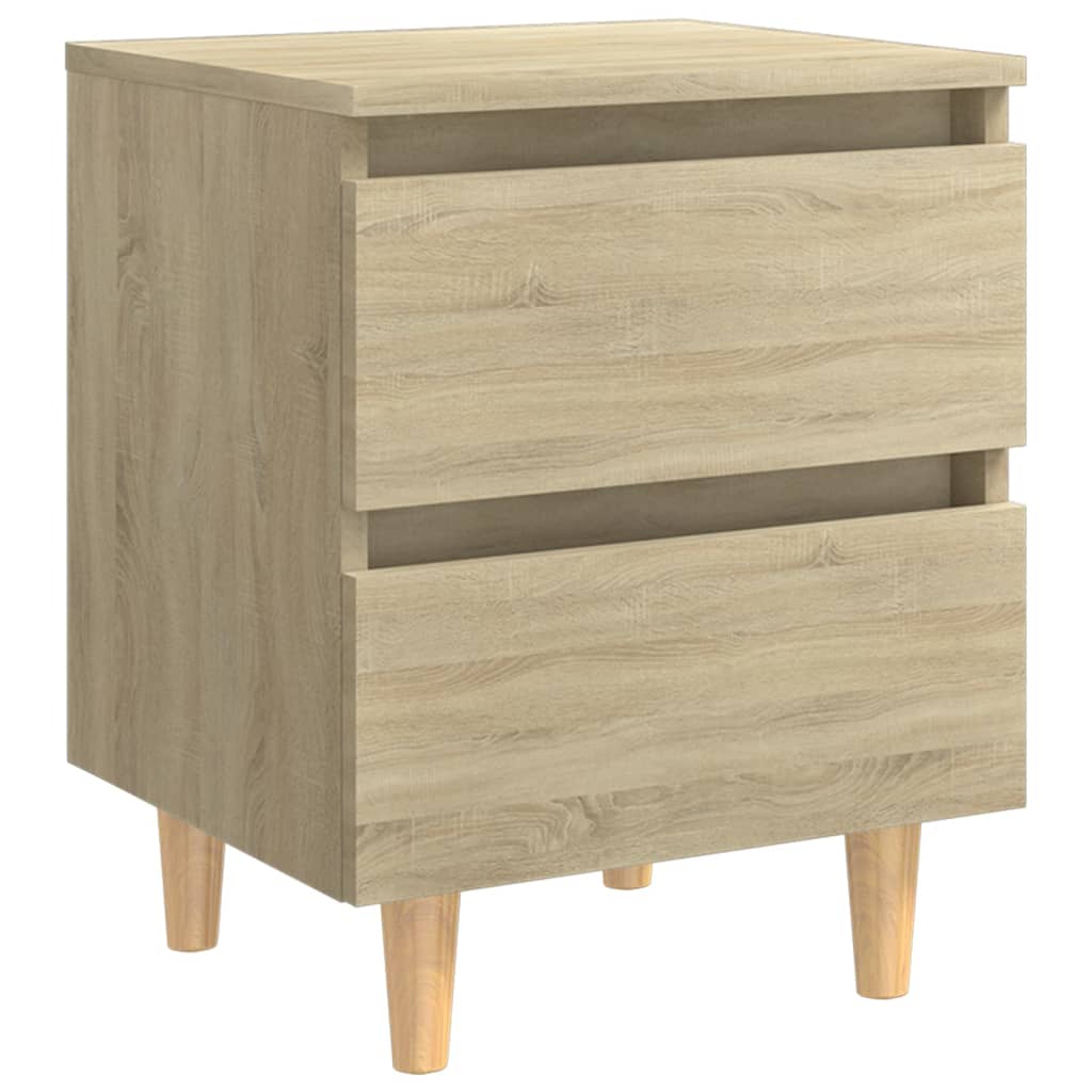 vidaXL Mesita de noche patas madera maciza roble Sonoma 40x35x50 cm