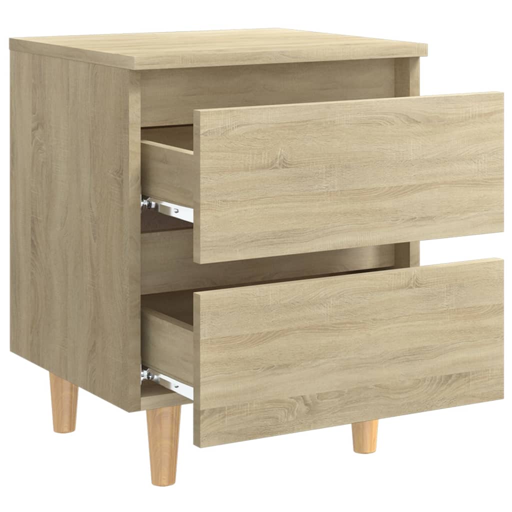 vidaXL Mesita de noche patas madera maciza roble Sonoma 40x35x50 cm