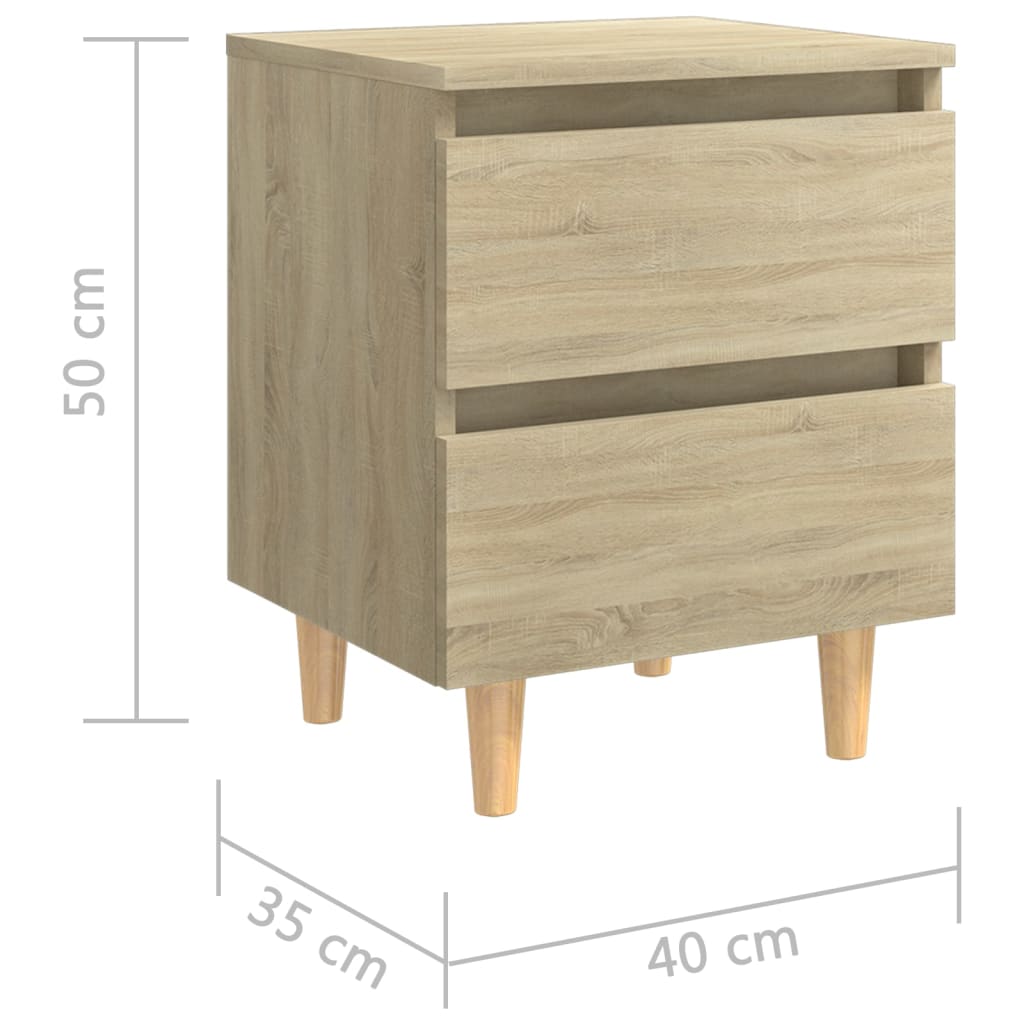 vidaXL Mesita de noche patas madera maciza roble Sonoma 40x35x50 cm