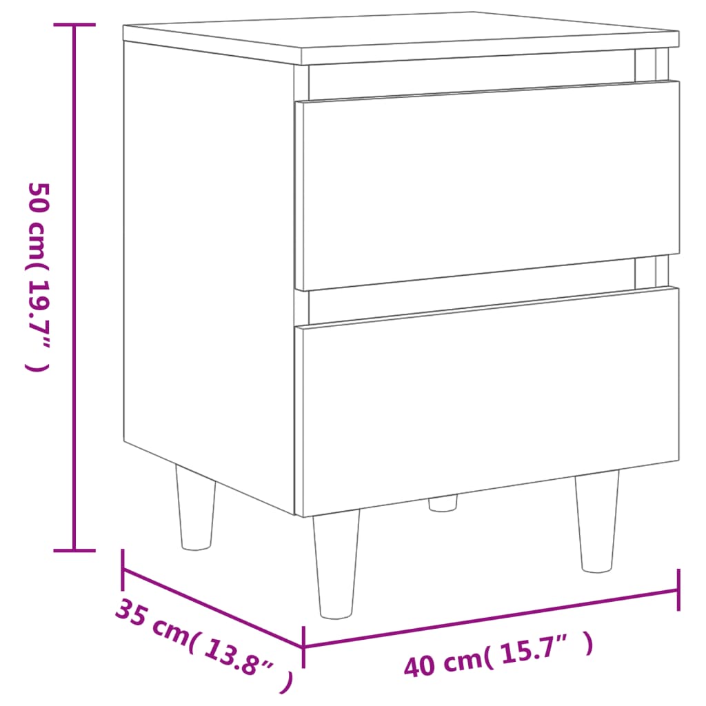 vidaXL Mesita de noche patas madera maciza roble Sonoma 40x35x50 cm