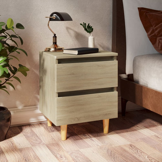 vidaXL Mesita de noche patas madera maciza roble Sonoma 40x35x50 cm