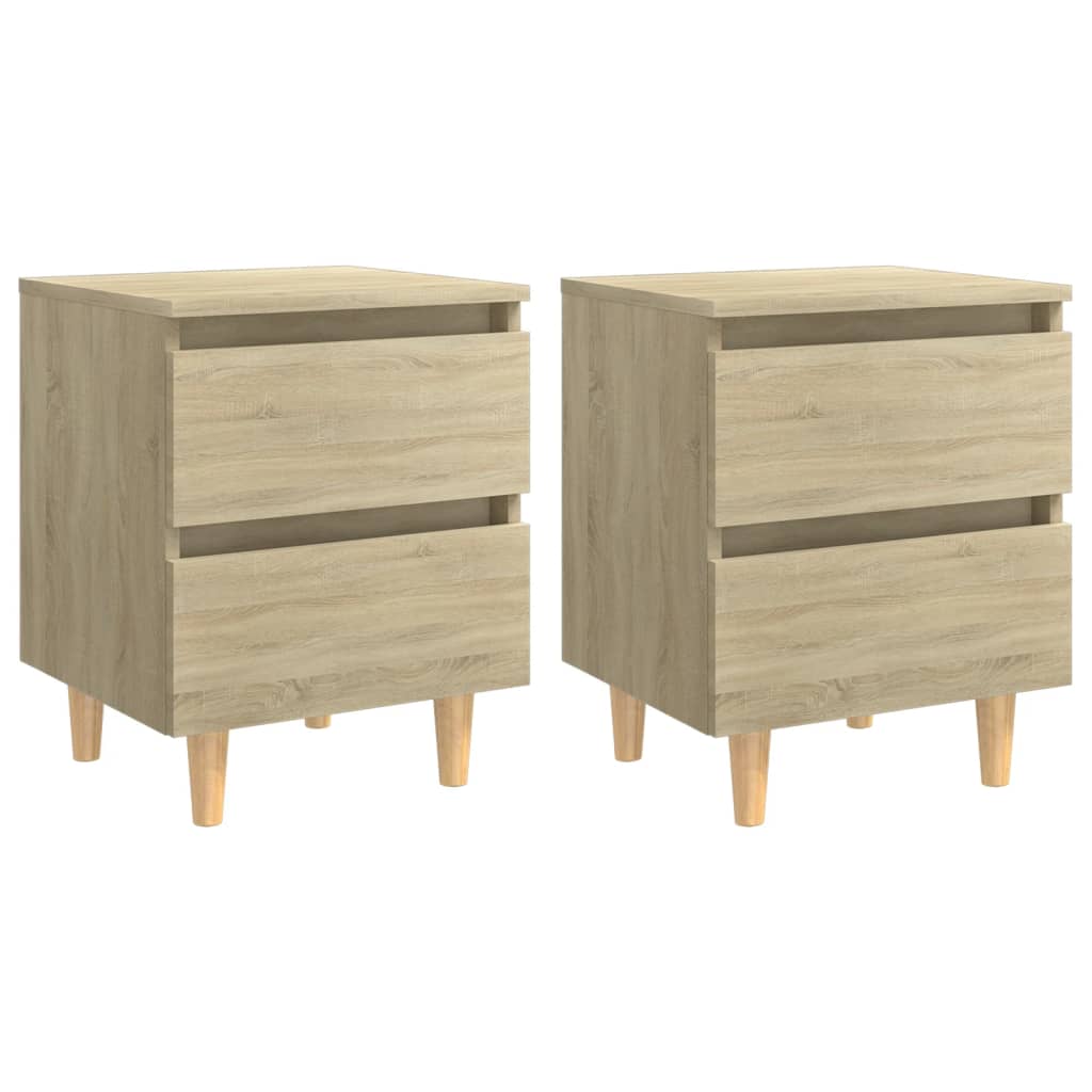 vidaXL Mesitas de noche 2 uds patas de madera roble Sonoma 40x35x50 cm