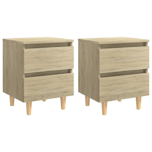 vidaXL Mesitas de noche 2 uds patas de madera roble Sonoma 40x35x50 cm