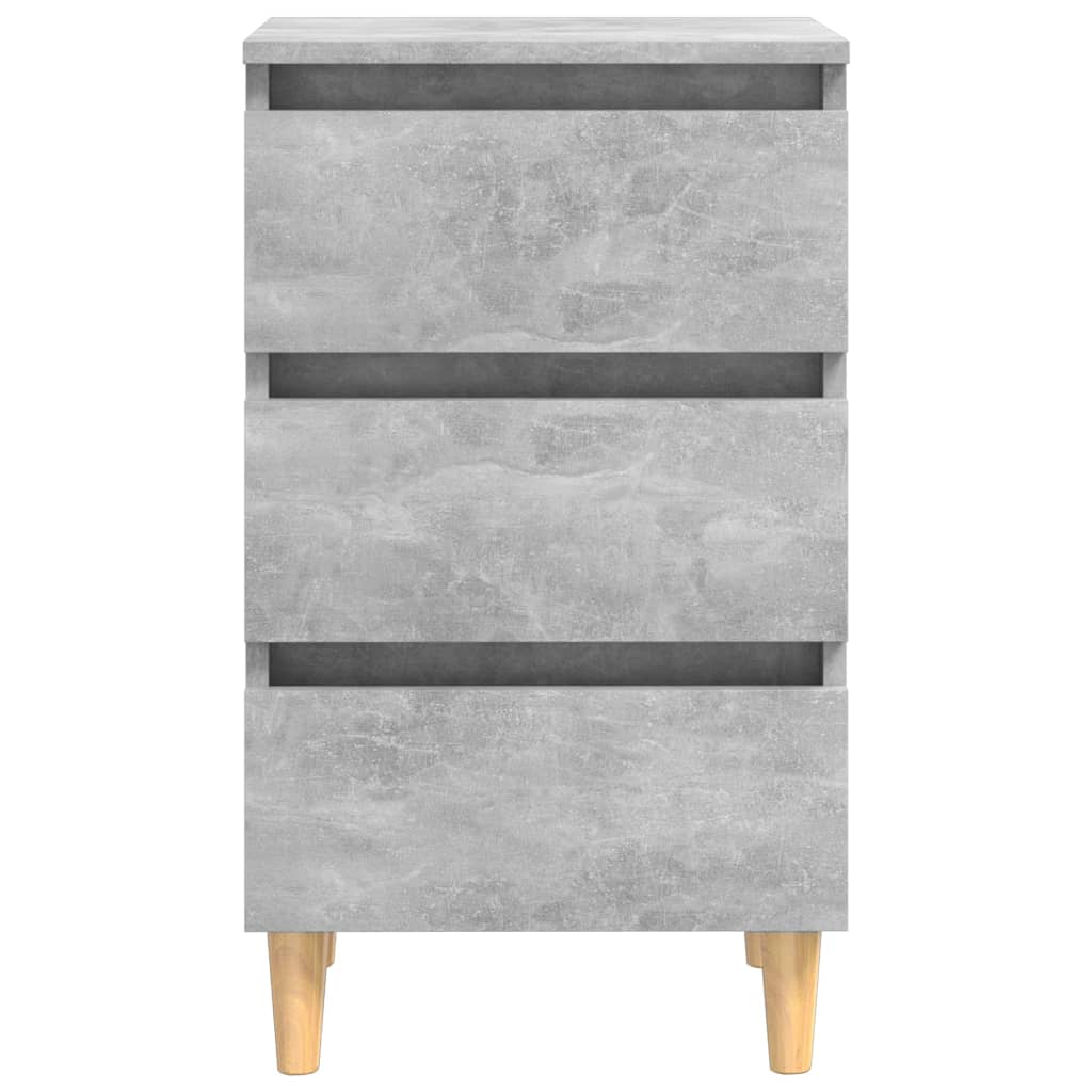 vidaXL Mesita de noche patas madera maciza gris hormigón 40x35x69 cm