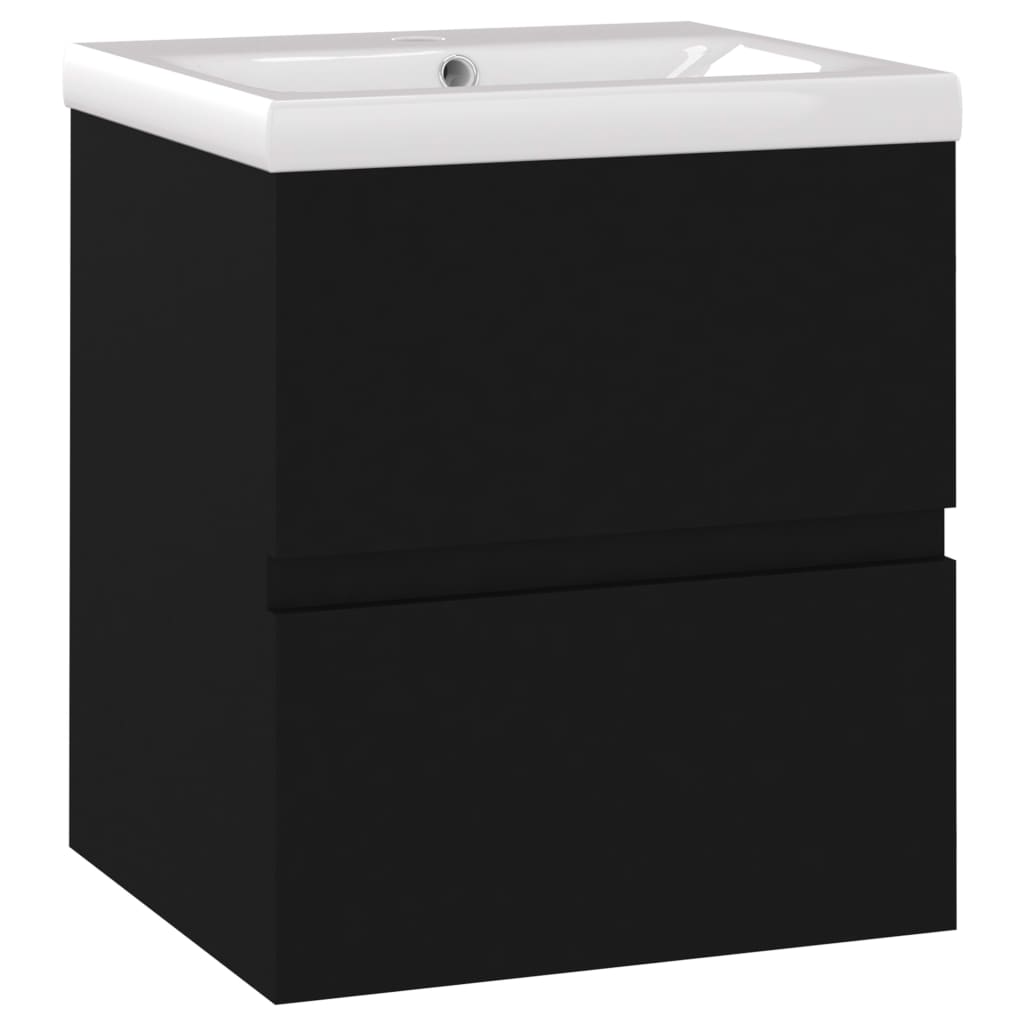 vidaXL Mueble con lavabo negro madera contrachapada