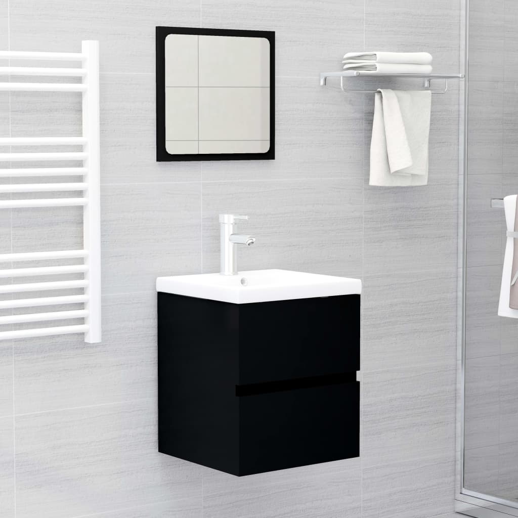 vidaXL Mueble con lavabo negro madera contrachapada