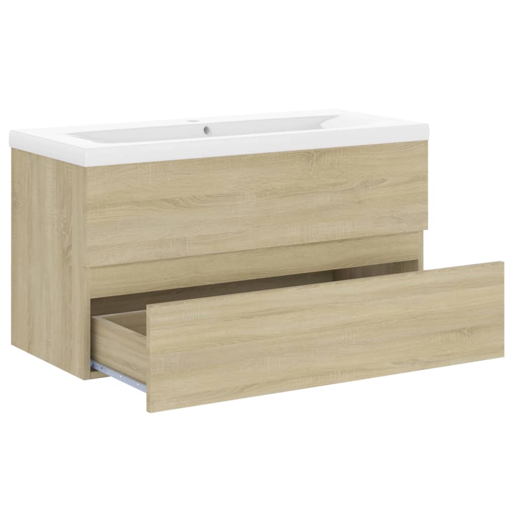 vidaXL Mueble con lavabo madera de ingeniería roble Sonoma