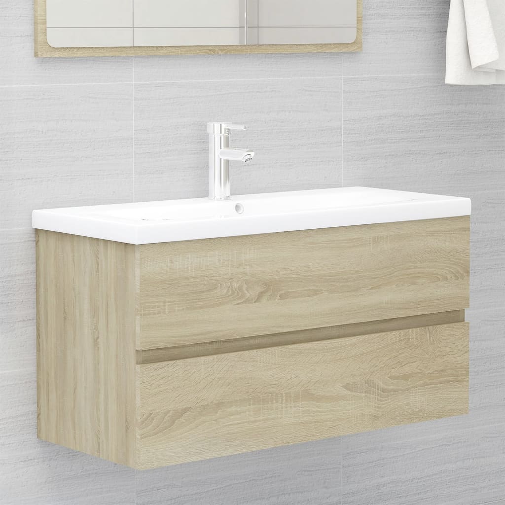 vidaXL Mueble con lavabo madera de ingeniería roble Sonoma