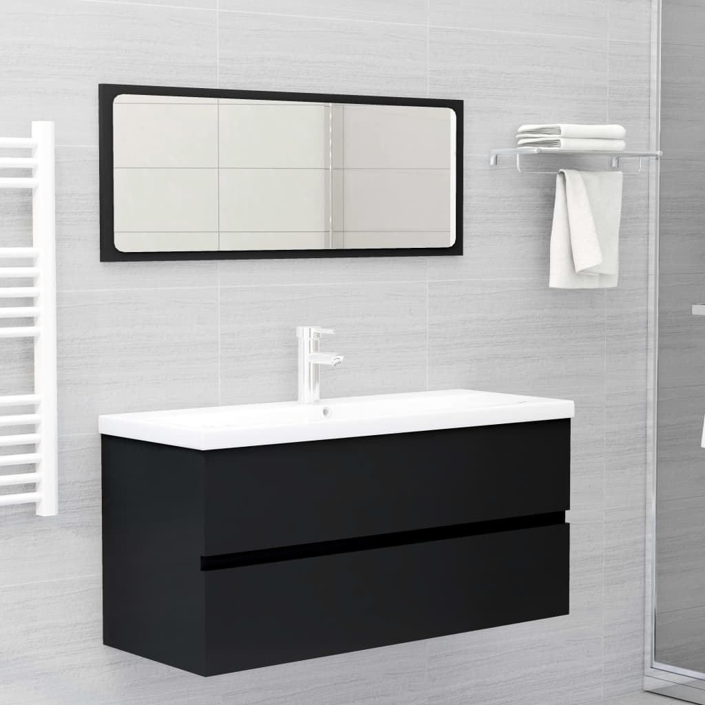 vidaXL Mueble con lavabo madera de ingeniería negro