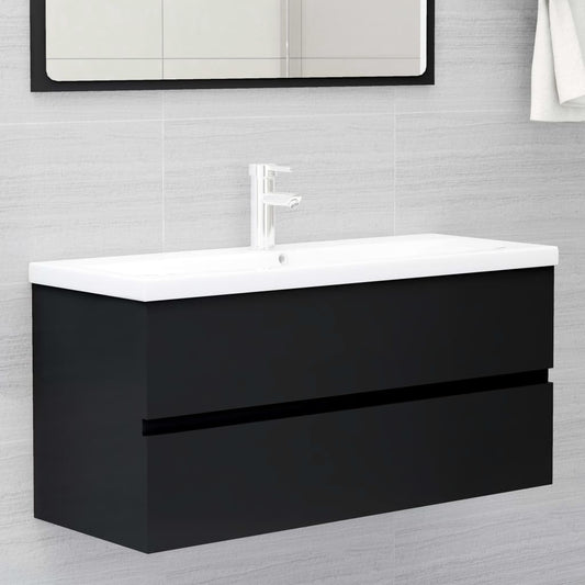 vidaXL Mueble con lavabo madera de ingeniería negro