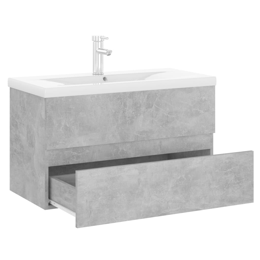 vidaXL Mueble con lavabo madera de ingeniería gris hormigón