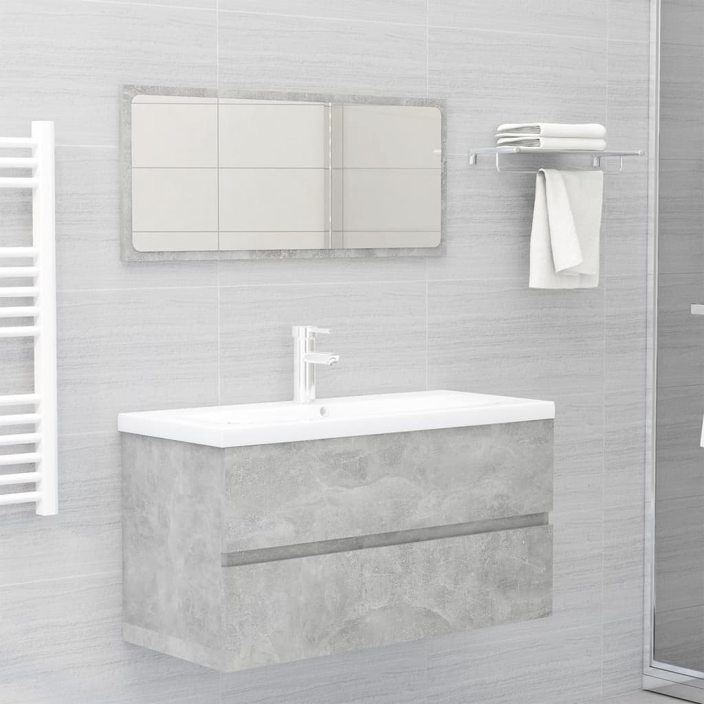 vidaXL Mueble con lavabo madera de ingeniería gris hormigón