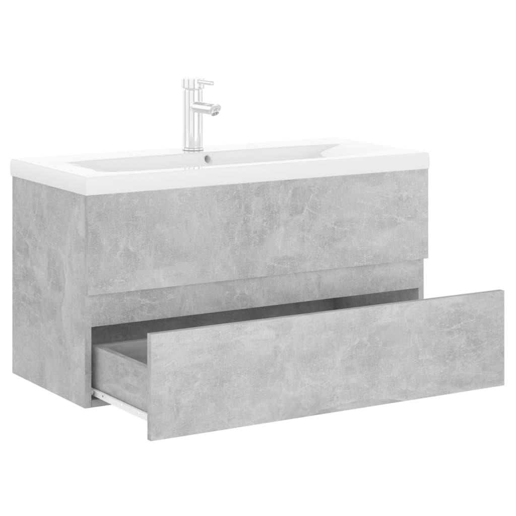 vidaXL Mueble con lavabo madera de ingeniería gris hormigón