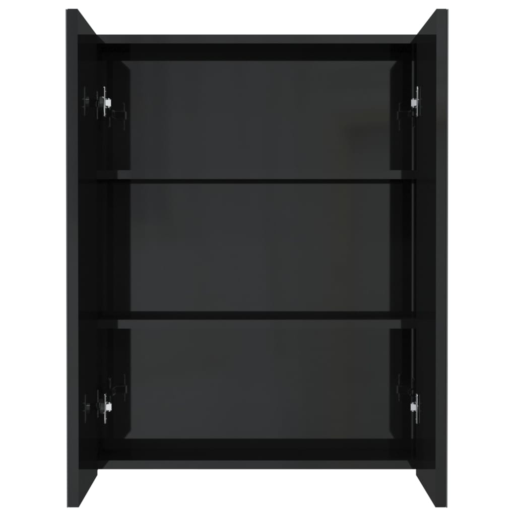 vidaXL Armario de espejo de baño MDF negro brillante 60x15x75 cm