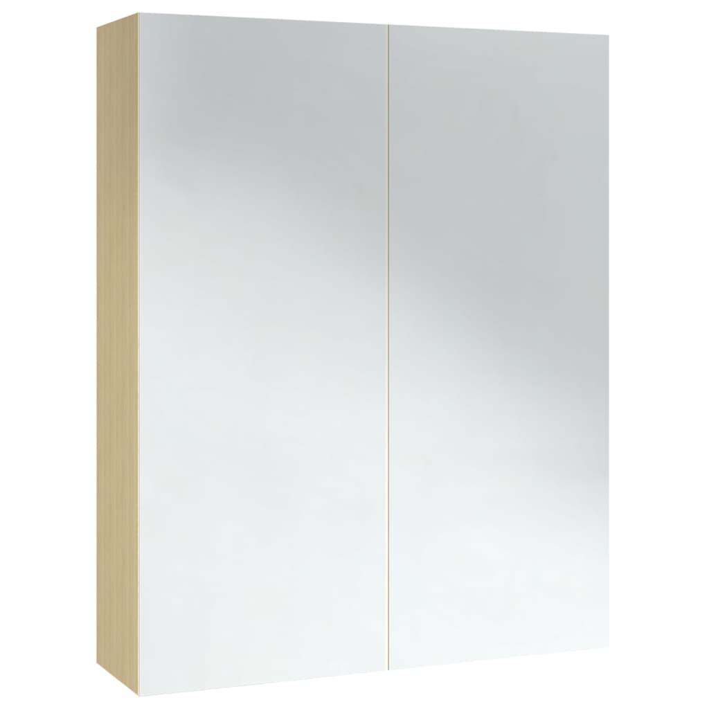 vidaXL Armario de espejo de baño MDF blanco y roble 60x15x75 cm