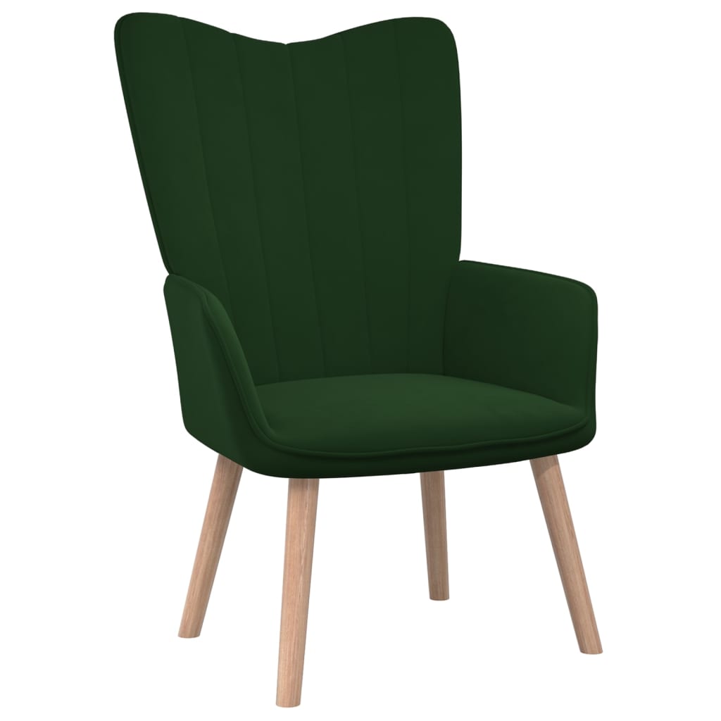 vidaXL Silla de relajación de terciopelo verde oscuro