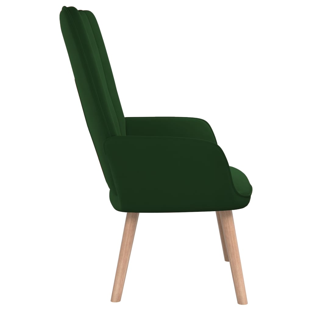 vidaXL Silla de relajación de terciopelo verde oscuro