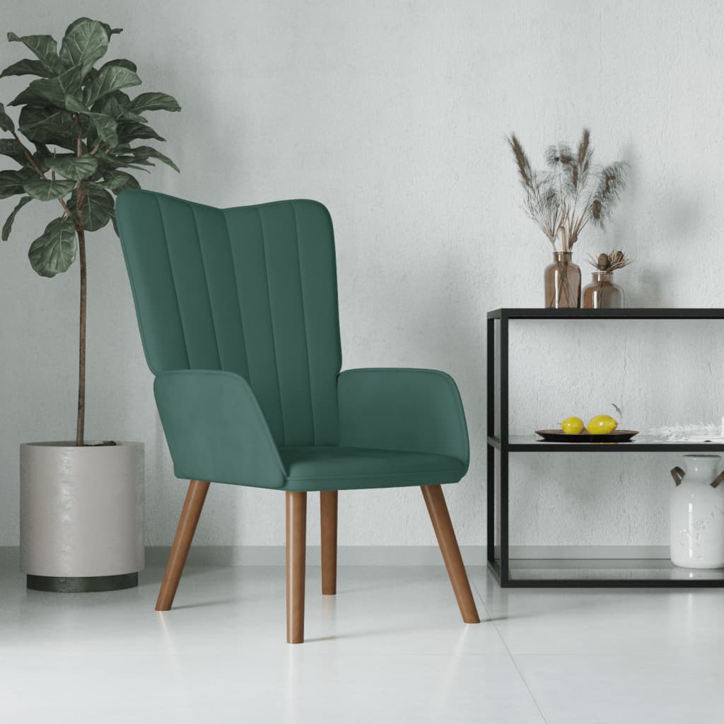 vidaXL Silla de relajación de terciopelo verde oscuro