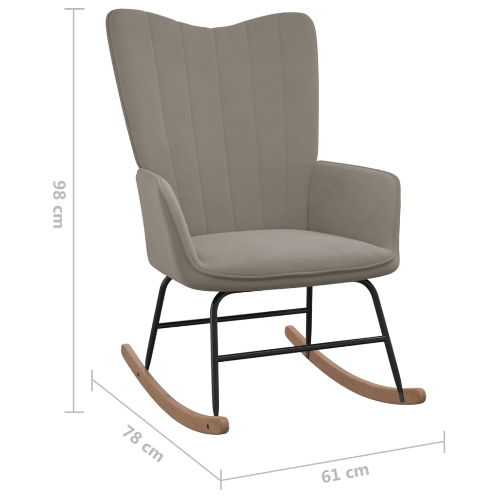 vidaXL Silla mecedora de terciopelo gris claro