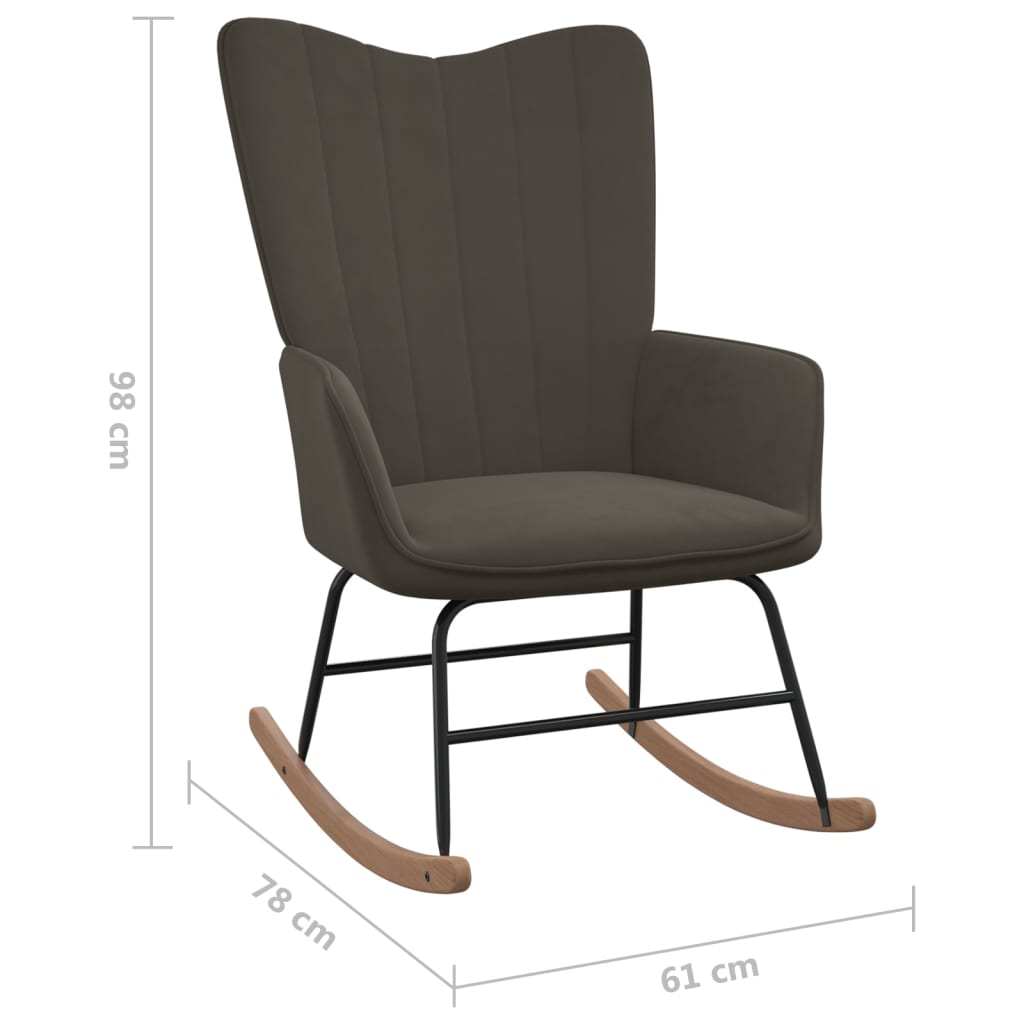 vidaXL Silla mecedora con reposapiés terciopelo gris oscuro