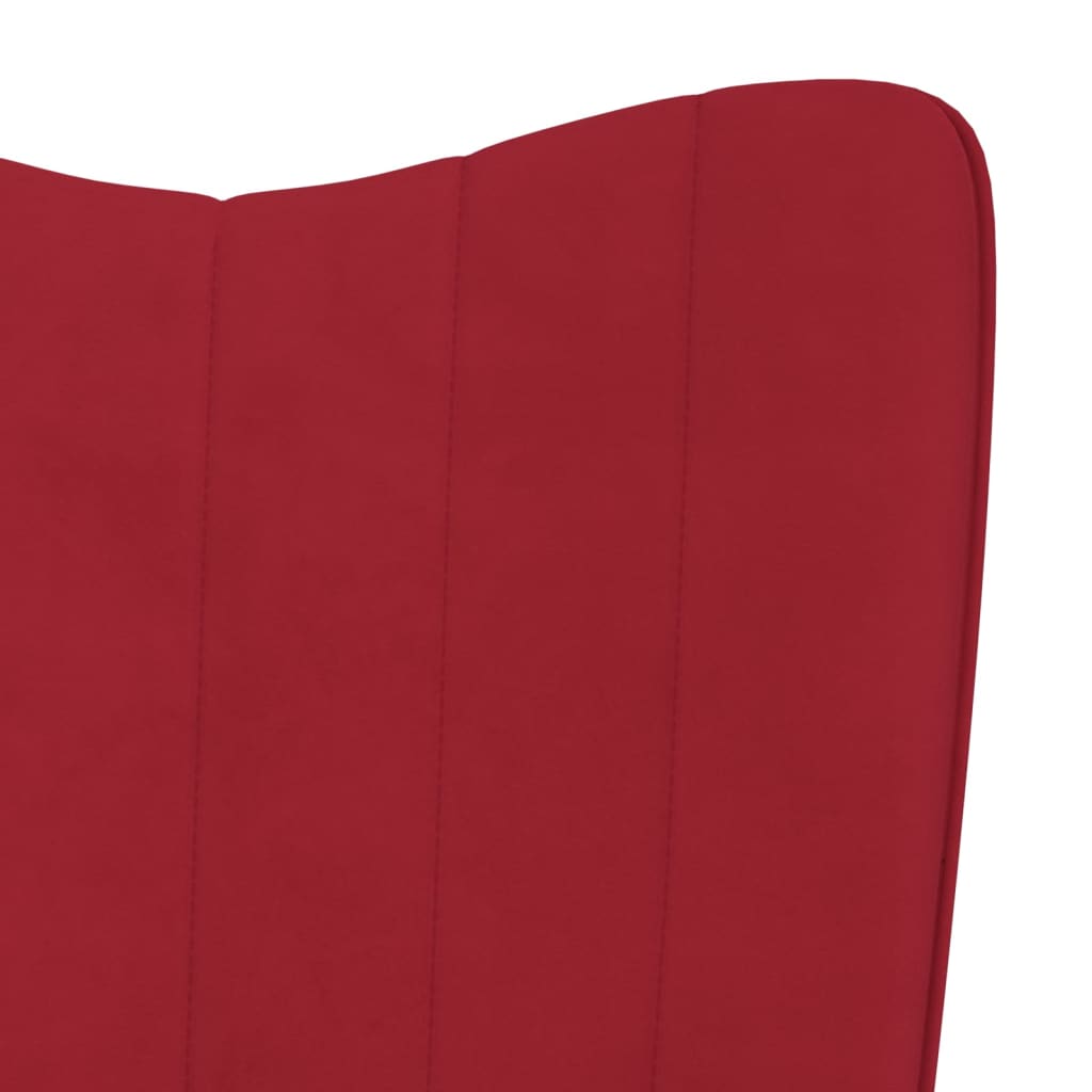 vidaXL Silla mecedora con reposapiés terciopelo rojo tinto