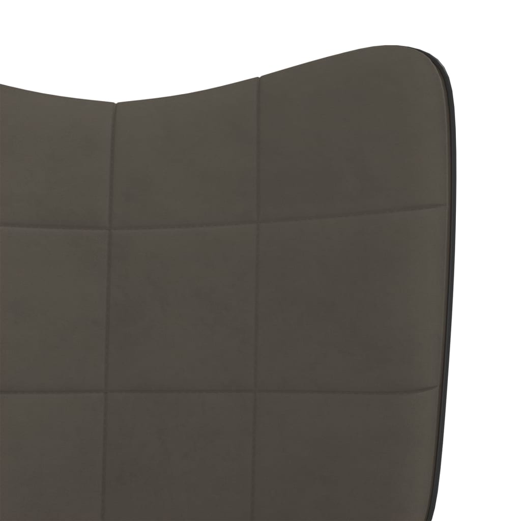 vidaXL Silla mecedora con reposapiés terciopelo y PVC gris oscuro