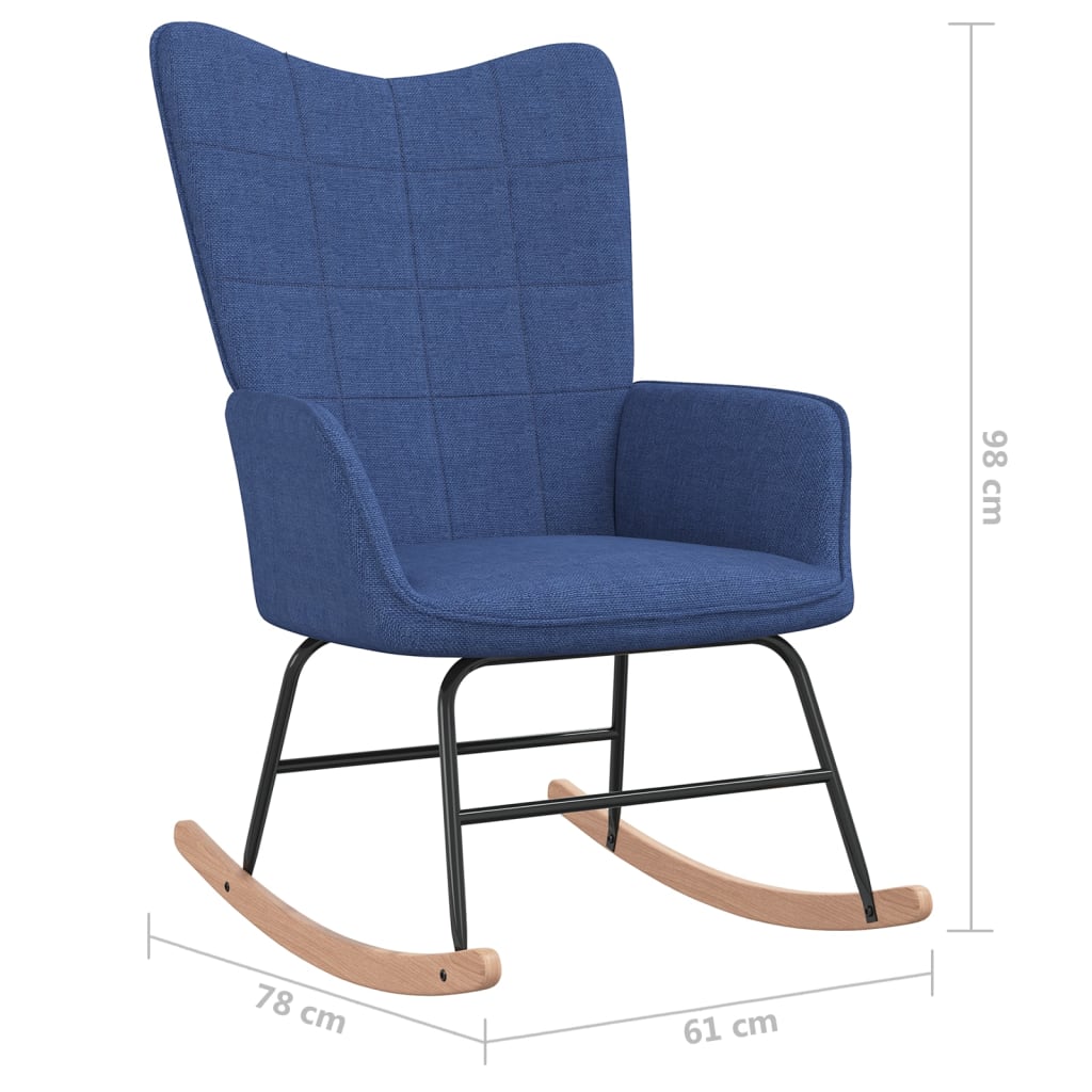 vidaXL Silla mecedora con reposapiés tela azul