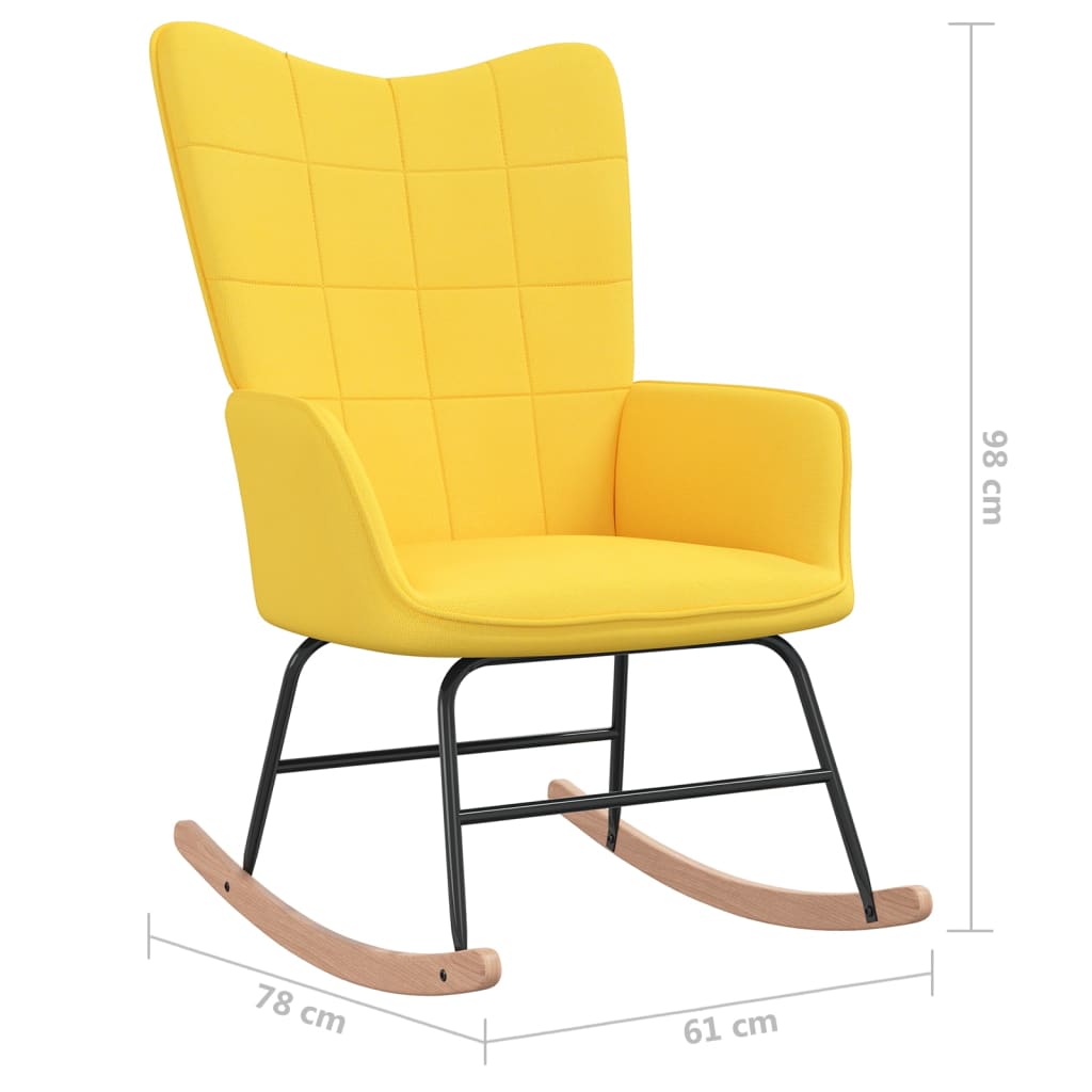 vidaXL Silla mecedora con reposapiés tela amarillo mostaza