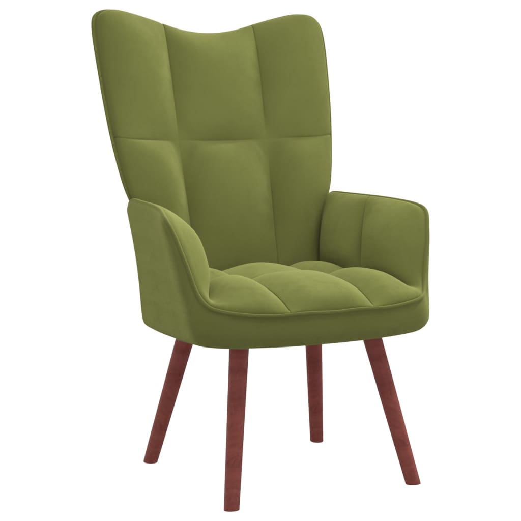 vidaXL Sillón de relax con taburete de terciopelo verde claro