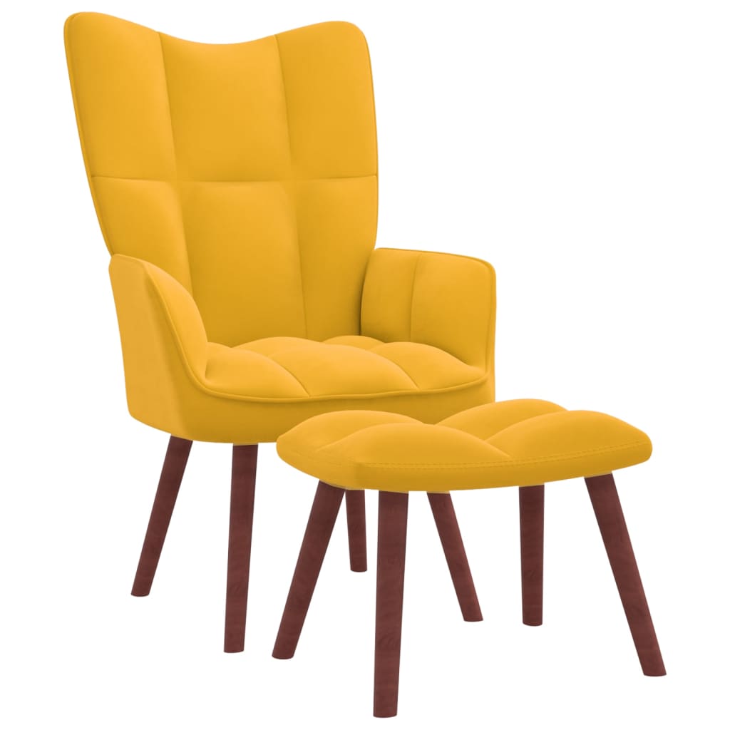 vidaXL Sillón de relax con taburete terciopelo amarillo mostaza