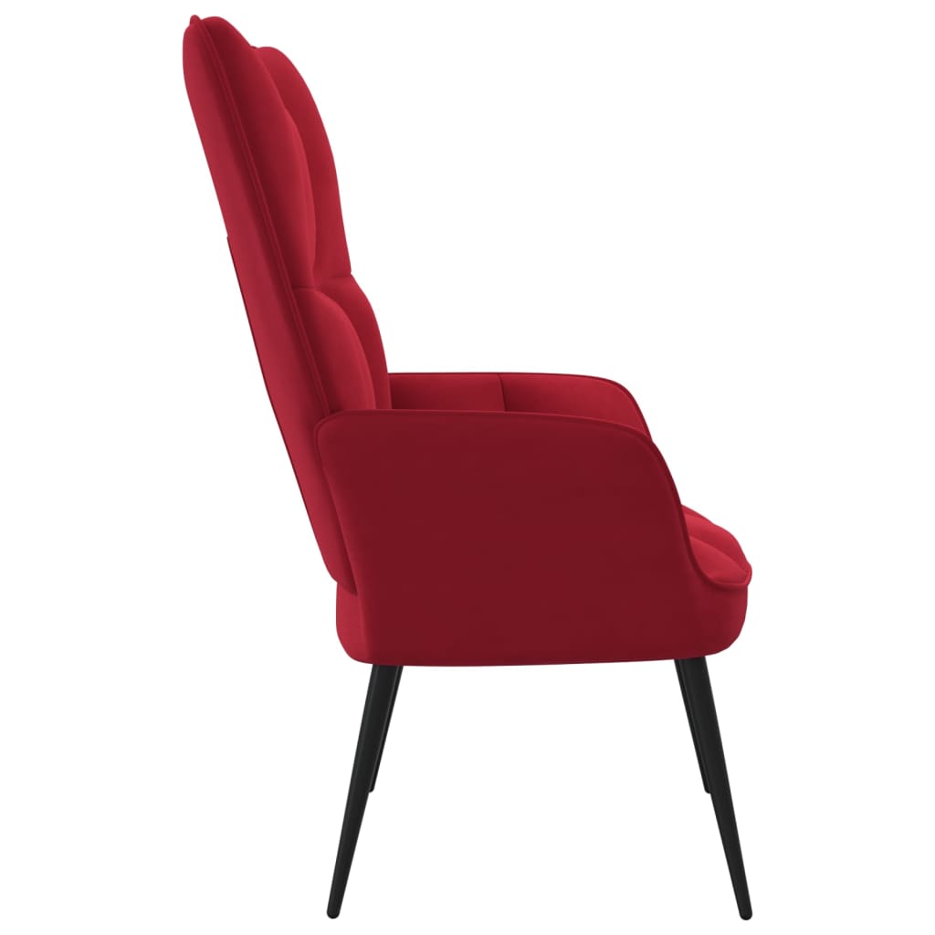 vidaXL Sillón de relax de terciopelo rojo vino tinto