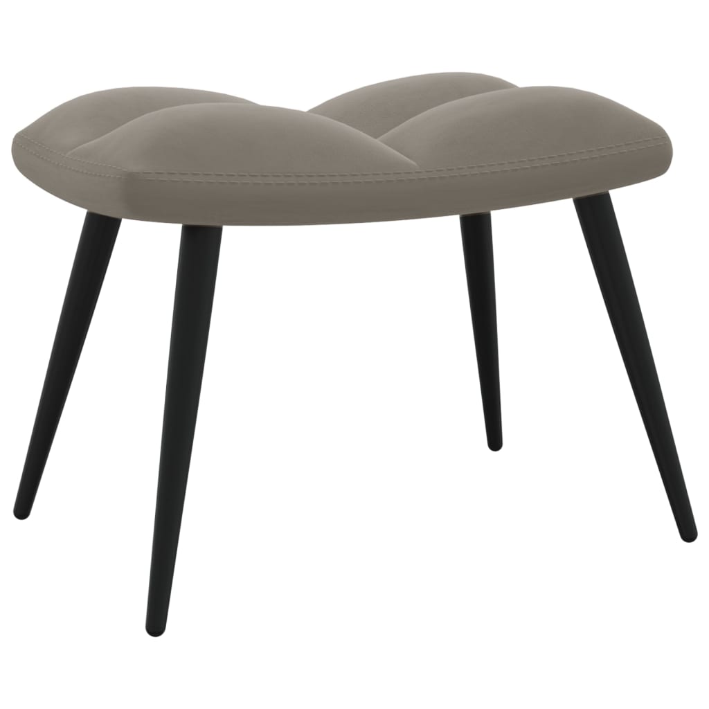 vidaXL Sillón de relax con taburete de terciopelo gris claro