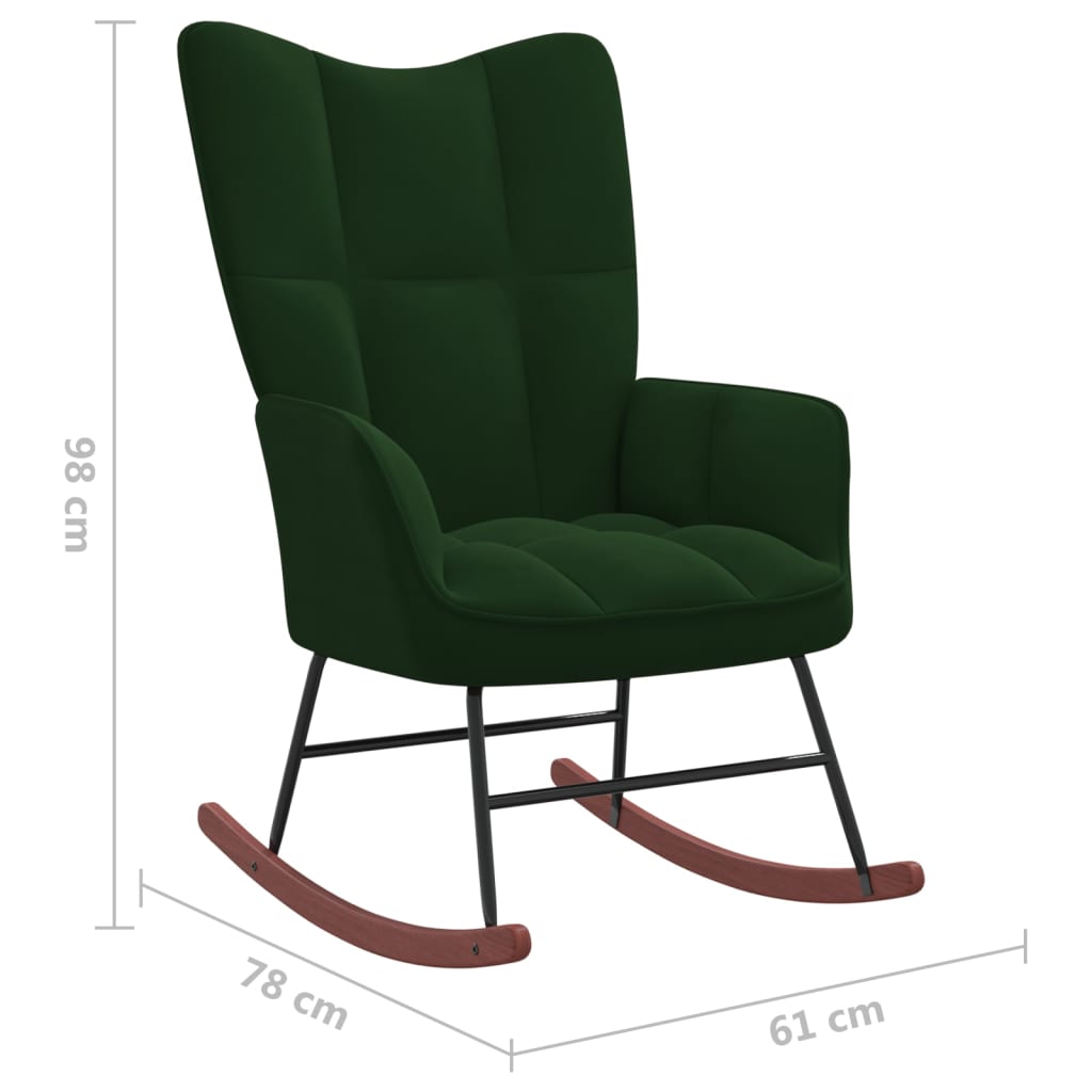 vidaXL Silla mecedora de terciopelo verde oscuro