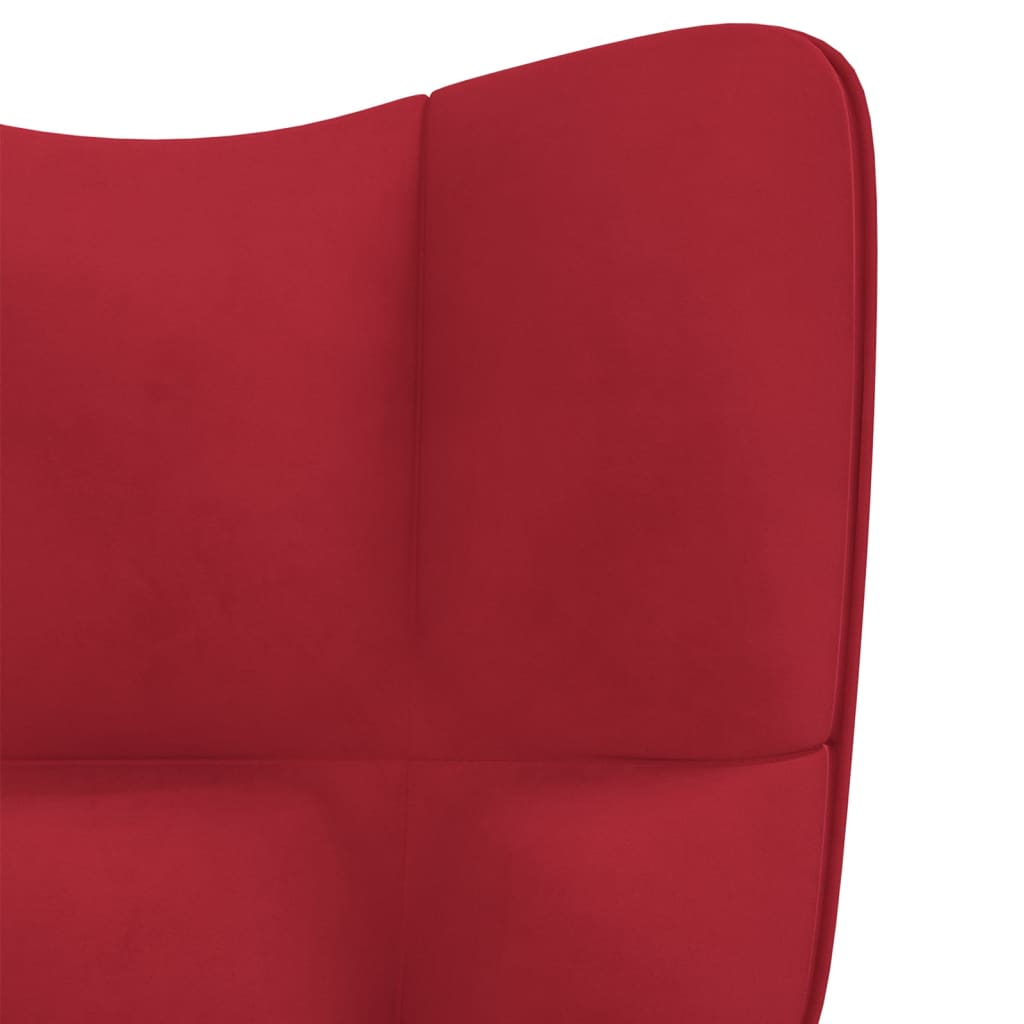 vidaXL Silla mecedora con reposapiés terciopelo rojo tinto