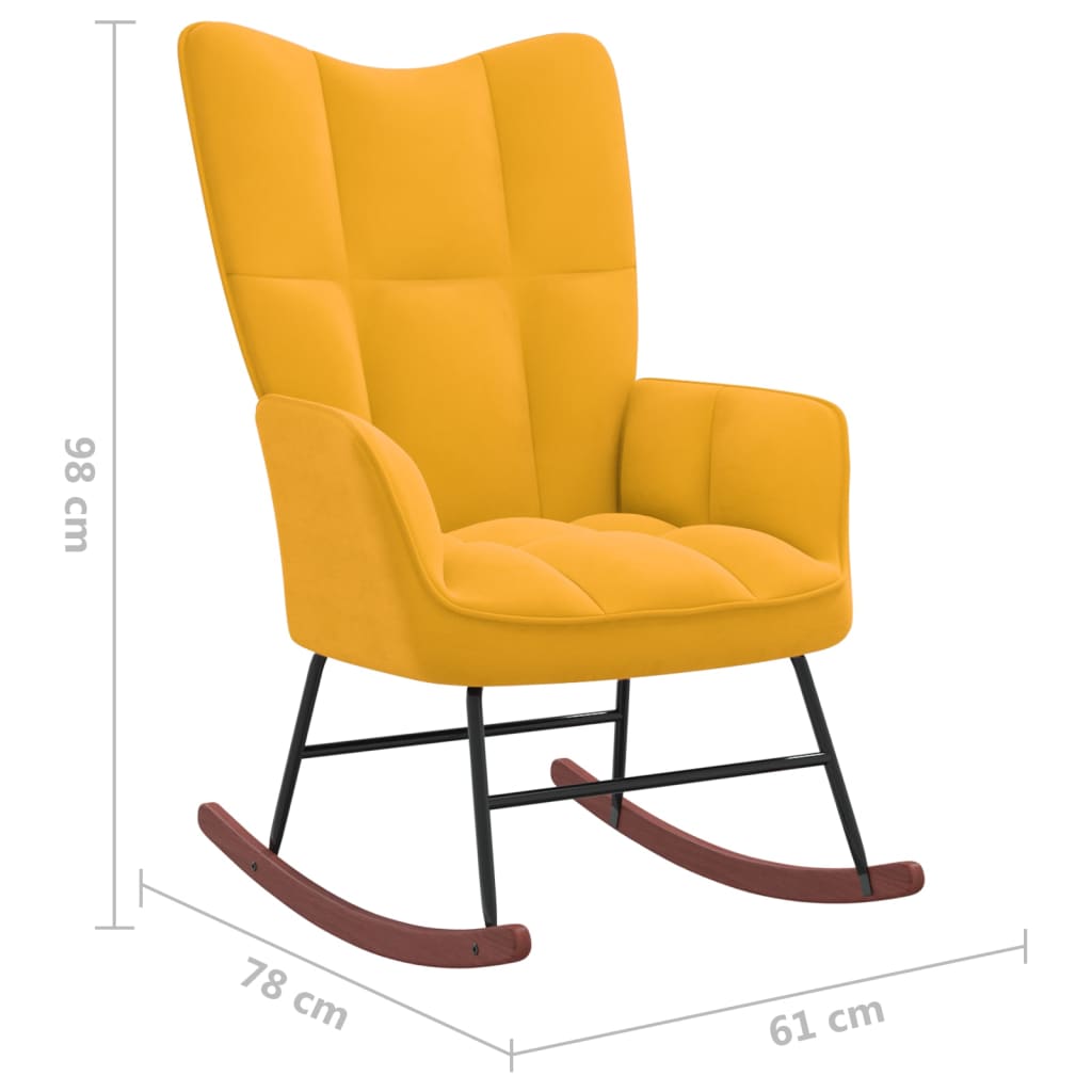 vidaXL Silla mecedora con reposapiés tela amarillo mostaza