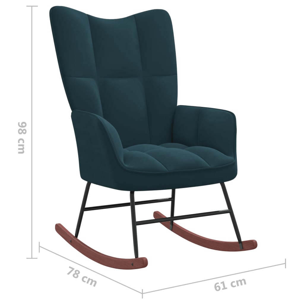 vidaXL Silla mecedora con reposapiés terciopelo azul