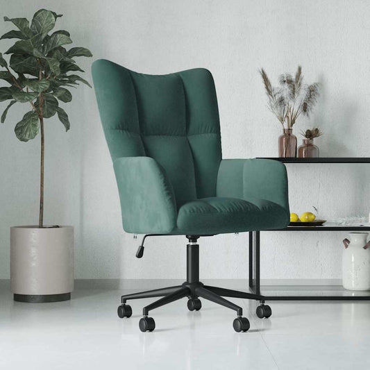 vidaXL Sillón de relax de terciopelo verde oscuro