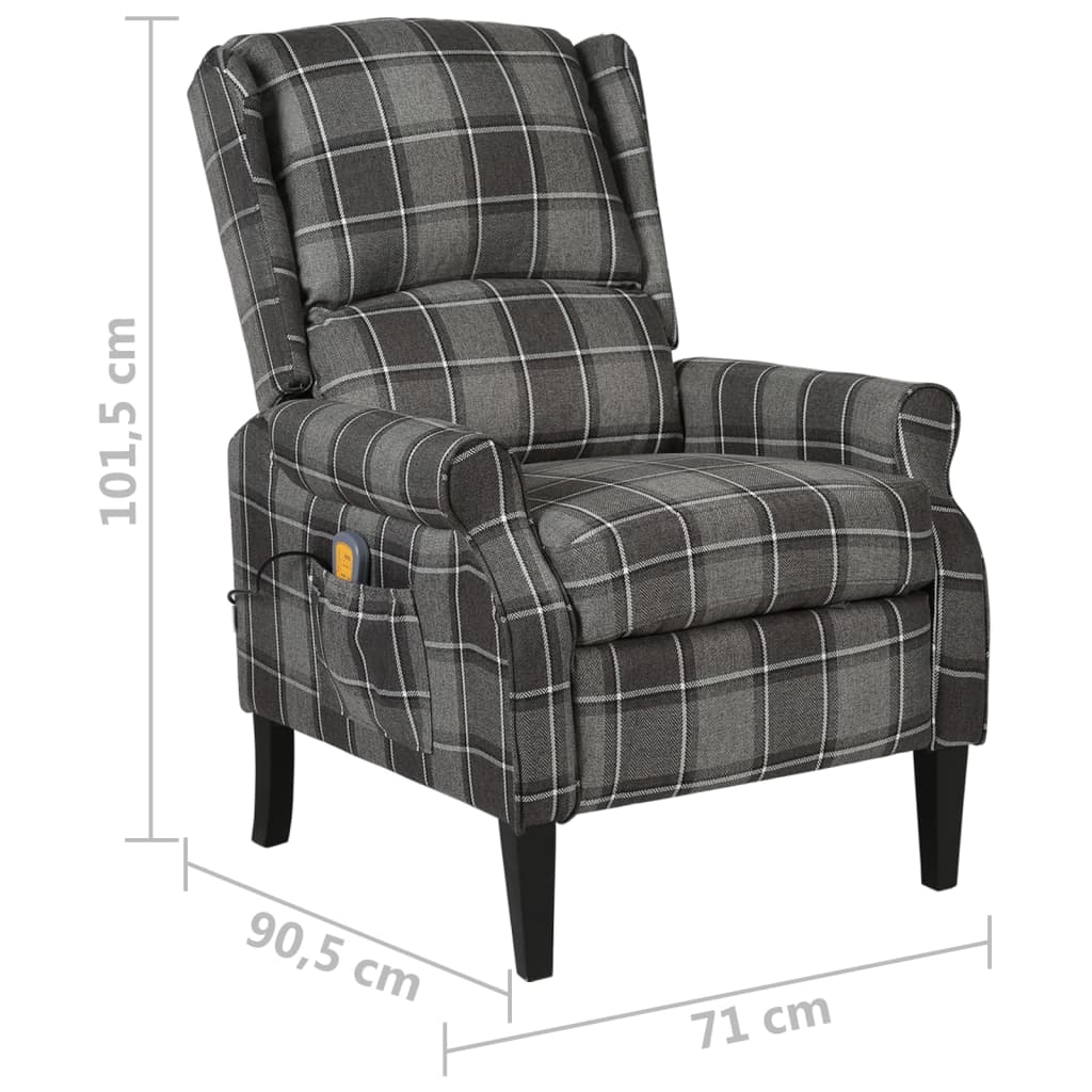 vidaXL Sillón de masaje reclinable de tela gris