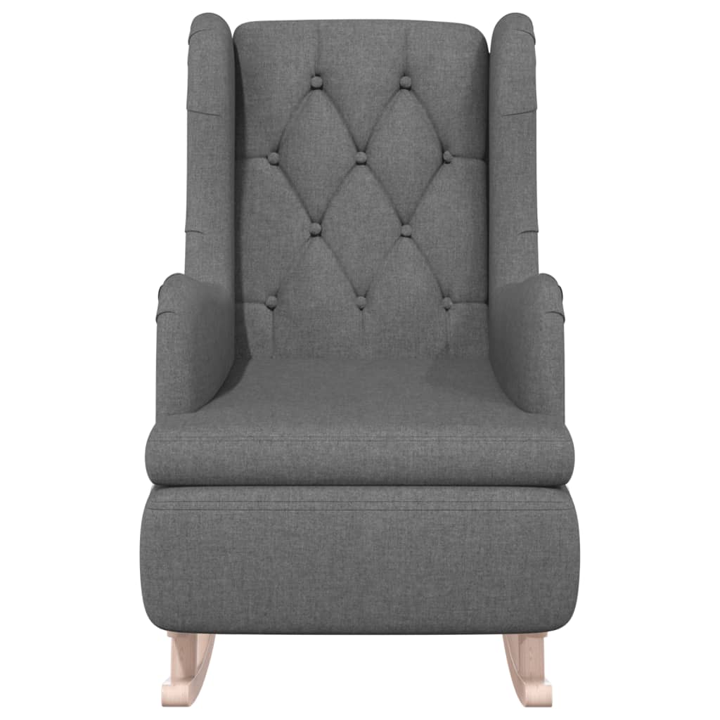 vidaXL Sillón con patas mecedoras madera maciza caucho tela gris claro