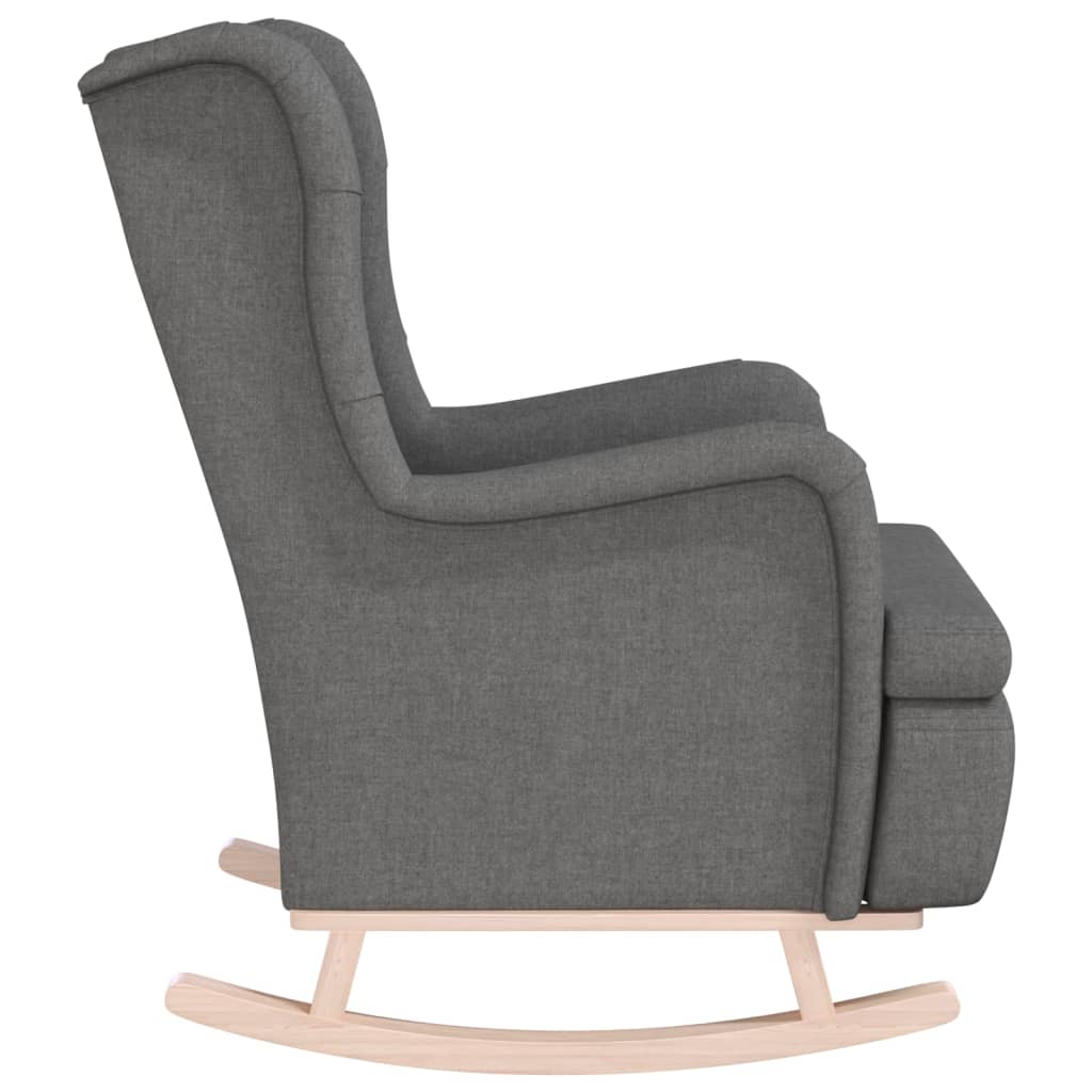 vidaXL Sillón con patas mecedoras madera maciza caucho tela gris claro