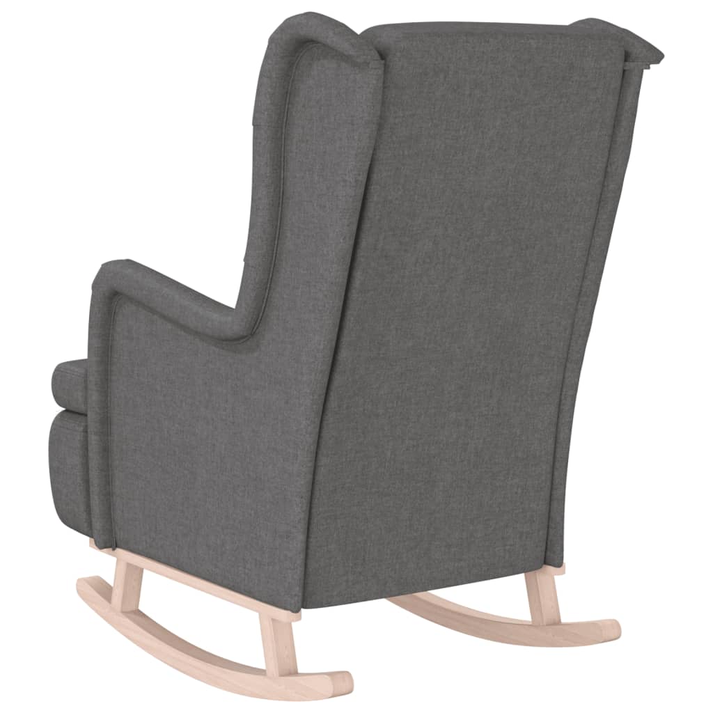 vidaXL Sillón con patas mecedoras madera maciza caucho tela gris claro