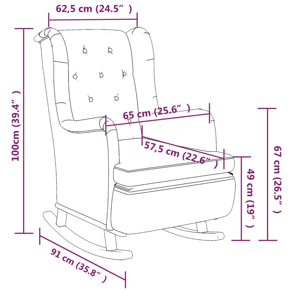 vidaXL Sillón con patas mecedoras madera maciza caucho tela gris claro