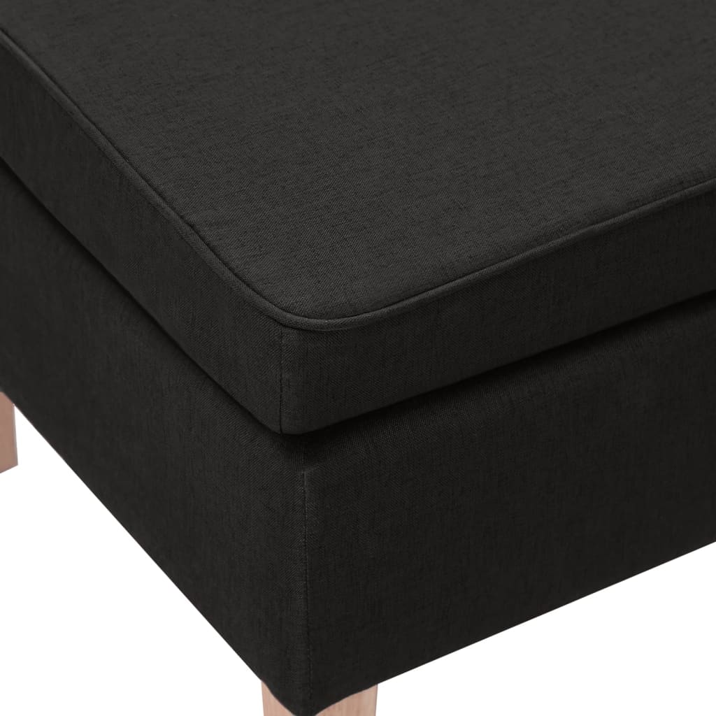 vidaXL Taburete con patas de madera tapizado tejido negro