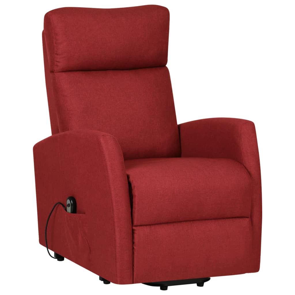 vidaXL Sillón elevable tela rojo tinto