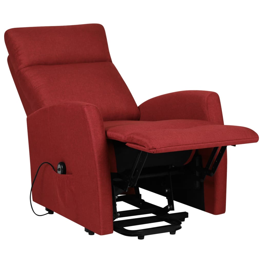 vidaXL Sillón elevable tela rojo tinto