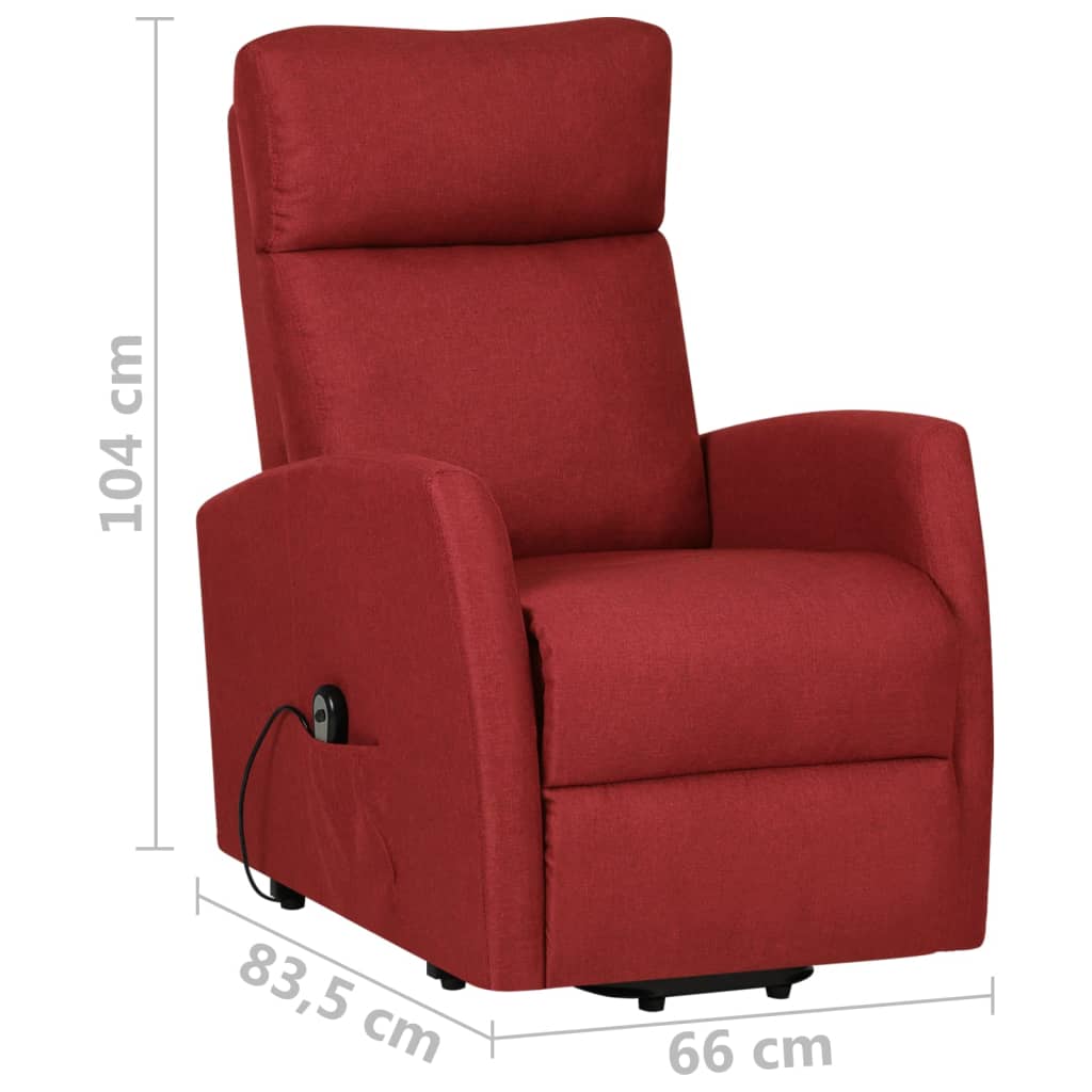 vidaXL Sillón elevable tela rojo tinto