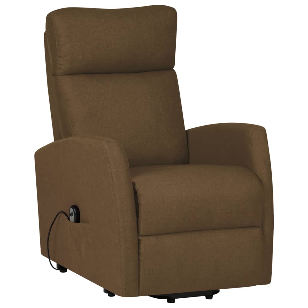 vidaXL Sillón elevable tela marrón oscuro