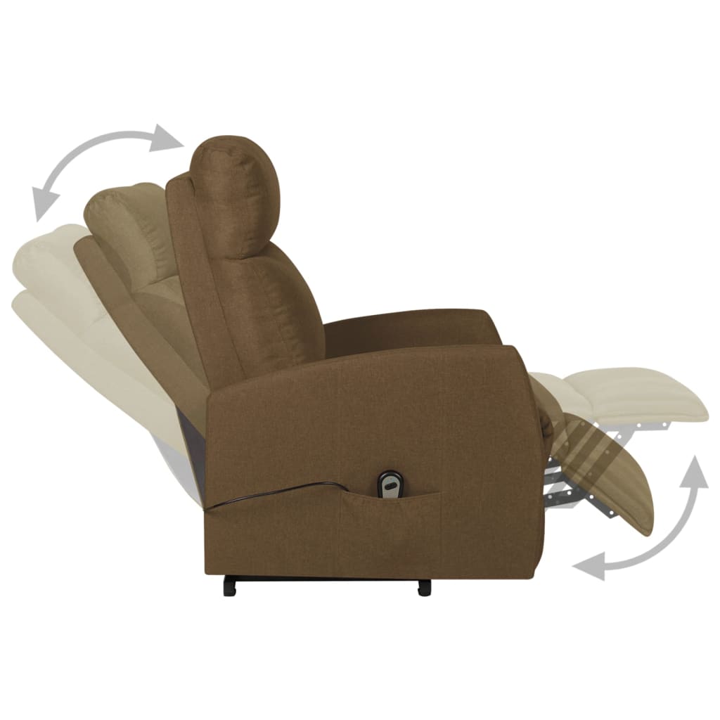 vidaXL Sillón elevable tela marrón oscuro