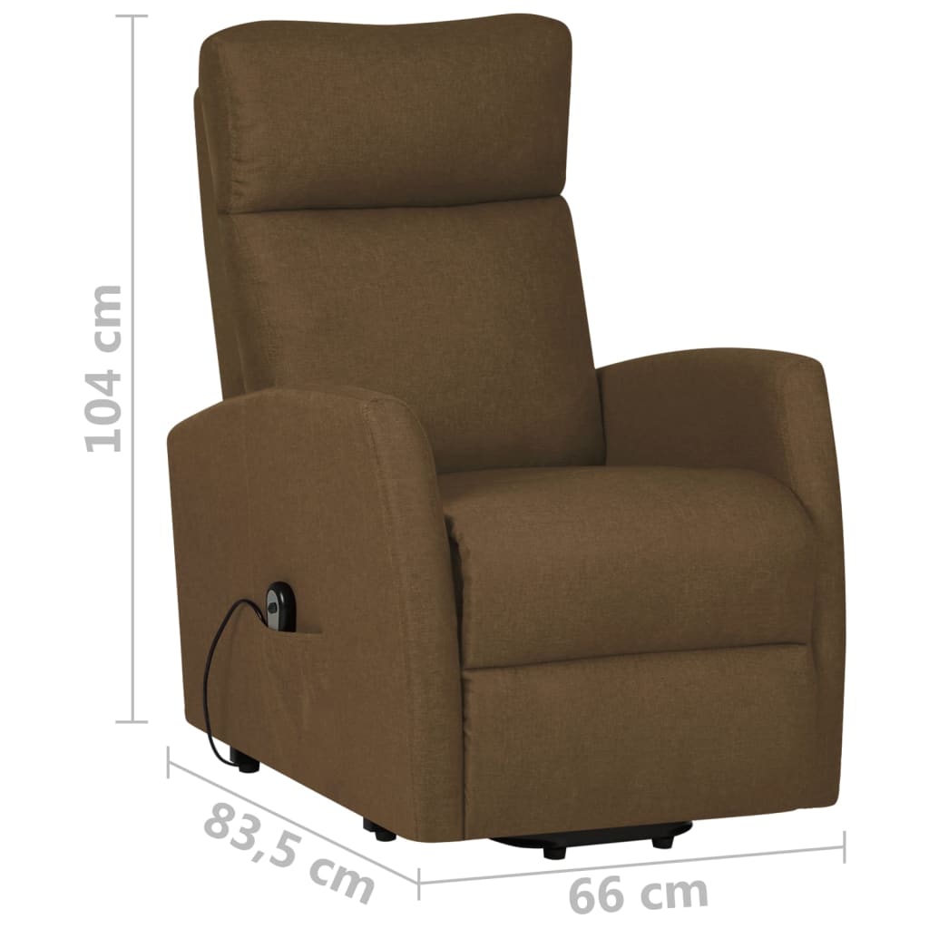 vidaXL Sillón elevable tela marrón oscuro