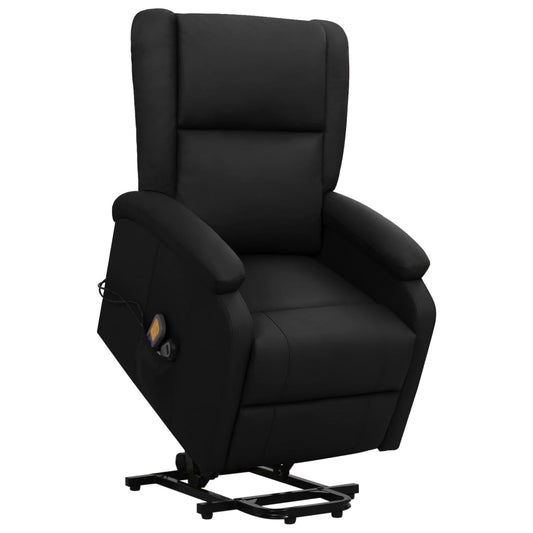 vidaXL Sillón de masaje elevable cuero sintético negro